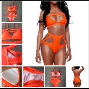 Orange high cut bikini